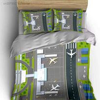 Airport Runway Toy Set Multiple Sizes kid's And adults' Bedroom Exquisite 3PC Bedding set, Gift 140x200cm 3pcs