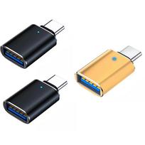1-3Pcs USB 3.0 To Type C Adapter LED OTG To USB C USB-A To Micro USB Type-C Female Connector For HUAWEI Xiaomi POCO Adapters 3 Mix-3pcs3