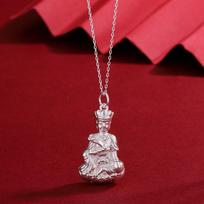 Guanyin Buddha Head Necklace Women 3D Hard Pendant Luxury Clavicle Chain Solid Silver black