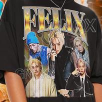 FELIX Shirt, Felix Kpop Tshirt, Felix Idol Tees, Felix Retro 90s Sweater, Felix Merch Gift, Felix Rapper Singer Fan, Felix Gift Tees #saf L white