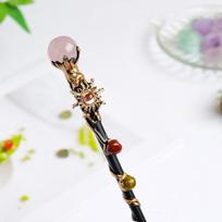 Crystal Ball Fairy Stick Halloween Prop Magic Scepter Handcrafted Crystal Magic Wand  Holiday Gift Round pink