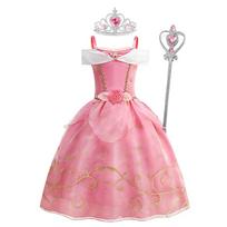 Mergaitės Aurora Princesės Suknelė Mergaitės Rožinė Iškilminga Gimtadienio Šventė Role Miegojanti Gražuolė Kostiumas Kaukė Karnavalas Cosplay Apsirengimas 7-8Y (Size 140) pink