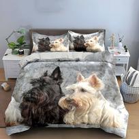 Pet Decor Scottish Terrier Set Soft Skin-Friendly Bedding Set Includes 1 Duvet Cover And 2 Pillowcase, Gift AU Single 140X210cm&set