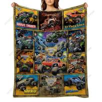 Soft Funny Throw Blanket M-Monster Jam Flannel Blanket - Soft and comfortable, with fashionable print design, suitable for daily 100X130CM