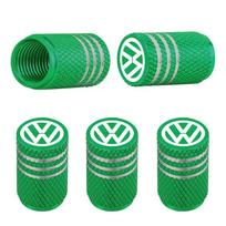 For Volkswagen 5Pcs Aluminum Car Wheel Valve Protection Cap Tyre Dust Cover VW Volkswagen Jetta Polo Touran Golf Passat žalia