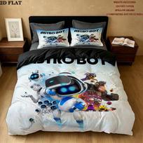 Astro Bot Pattern Bedding Quilt Set Quilt Cover Pillowcase Home Birthday Gift(1 * duvet cover + 2 * pillowcase, without core) 135x200cm