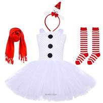 Girls Cosplay Snowman Costume Stage Show Perform Clothes Fancy Tutu Dress Party carnival Halloween Costume Snowman Dolls 3-10Y XL(8-9Y) red