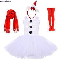 Girls Cosplay Snowman Costume Stage Show Perform Clothes Fancy Tutu Dress Party carnival Halloween Costume Snowman Dolls 3-10Y S(2-3Y) red