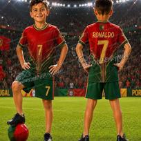 26/27 Specialus Ronaldo Nr.7 Futbolo Džersio Marškinėlių Šortų Rinkinys Moterys Vyrai PORTUGALIJA Gerbėjų Marškinėlių Šortų Rinkinys Vaikams Sportinis Kostiumas 2 Dalių Rinkiniai 150