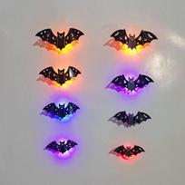 8Pcs 3D Luminous Bats LED Bat Light PET Material Bat Night Light  Indoor Decoration Wings hollowed beige