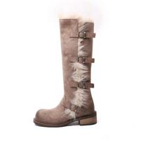 Utopia long-tube snow boots for women, winter new Russian high-tube buckle thick velvet fashion warm cotton shoes 38 gray