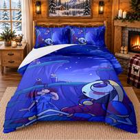 The Amazing Digital Circus Pattern Bedding 3Pcs Set Bed Sheet And Pillowcases For Indoor Bedroom 135cmx200cm blue