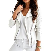 Women's Long Sleeve Zip-Up Jacket with Pockets Lapel Collar Casual Outerwear for Everyday Wear XL balta