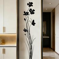 Black Flower Self-Adhesive Removable Wall Decals for Bedroom Living Room Sofa Background Decor One Size black