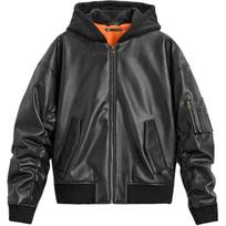 ZARA Leather Jacket Men's Black 05320409-35 S(175/92A) gray