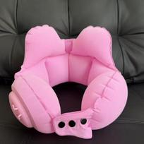 1Pc Compressible Inflatable Neck Pillow, Portable Travel Cervical Support Pillow, Inflatable Air Neck Rest For Plane & Naps rožinė