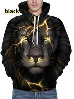 Jungle Series Print Hoodie, Multiple Lifelike Wild Feline Portrait Graphics Full Graphic Loose Pullover, Great for Nature Themed Outings 6XL raudona