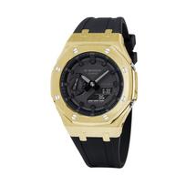 CASIO Unisex skystųjų kristalų/analoginis dvigubo ekrano serijos juodas laikrodis GA-2100-1A1- Gold Tapes beige