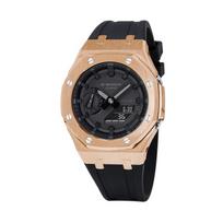 CASIO Unisex skystųjų kristalų/analoginis dvigubo ekrano serijos juodas laikrodis GA-2100-1A1- Rose Gold Rubber Band beige