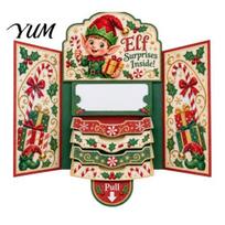 Christmas Mantel Decorations 3D Pop Up Card, Santa/Gingerbread House/Snowman/Elf Festive Greeting Card with Holiday Party Atmosphere Props House D beige