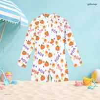 Girls Long Sleeve High Neck Front Zip One Piece Swimsuit Spider Printed Boyshort White 140 white