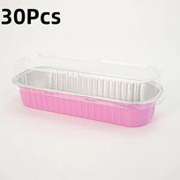 30Pcs Loaf Baking Pans With Lids Aluminum Foil Baking Pans Tins Containers - Cupcake Containers Wrappers Cheesecake Creme Pink pink