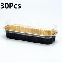 30Pcs Loaf Baking Pans With Lids Aluminum Foil Baking Pans Tins Containers - Cupcake Containers Wrappers Cheesecake Creme Black beige