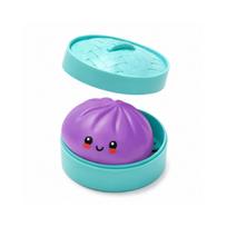 Steamed Bun Squishy Stress Toy: Cute Slow-Rising Fidget Toy with Realistic Steamer Case, Soft Squeeze for Kids & Adults, Portable & Durable Purple