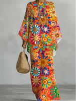 Women'S Suit, Batwing Sleeves, Loose Fit, Vibrant Abstract Colorful Floral Print Pattern, Casual Chic Twopiece Set for Spring And Summer Outfits 2XL blue