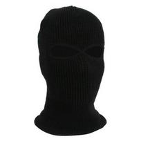 Balaclava Skullies Bonnet Hat 2 Holes Full Face Cover Women Winter Cap Knitted Hats Men Beanies Hat juoda