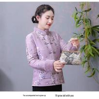 2025 Winter Velvet Frog Button Jacquard Chinese Retro Cotton Jacket 3XL 52-60 kg