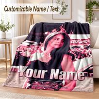 Lana Del Rey Custom Name Flannel Throw Blanket Soft Warm for Sofa Bed Indoor Home Use 100cmx150cm