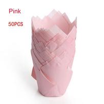 50pcs Candy Colors Grease-proof Bakeware Muffin Cup  Cupcake Liner Wrapper Baking Paper 50PCS rožinė