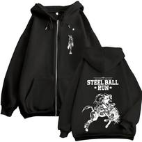 Anime JoJo Bizarre Adventure STEEL BALL RUN Johnny Joestar Zipper Hoodies Men Clothing Long Sleeves Zip Up Sweatshirts Jackets M juoda