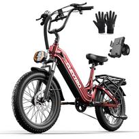 Cleytro XC20 20x3.0-inch Electric Off-Road Bike,48V 15.6Ah,500W Motor,7-Speed,Mechanical Disc Brakes,Dual Suspension raudona