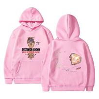 90s Rock Band System of A Down Mezmerize Graphic Hoodie Male Fashion Oversized Streetwear Men Women Alternative Metal Sweatshirt 2XL rožinė