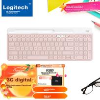 Logitech Fashion Series K580 Wireless Bluetooth Keyboard, Office Keyboard, Portable Ultra-Thin Laptop Keyboard, Tablet Keyboard, Zhuyu Pink, 101 Keys