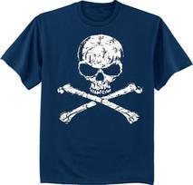 Skull and Crossbones t-shirt for men pirate decal design tee shirt jolly roger 2XL