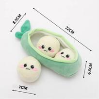Soft Plush Pea Pod Foraging Toy Squeaky Bite Resistant Teeth Grinding Toy Anxiety Relief Training Accessory for Puppy beige