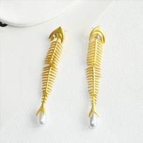 Novelty Design Alloy Big Fish Bone Pendant Choker Necklace For Women Fashion Jewelry Exaggerated Brand Show Statement Necklace beige
