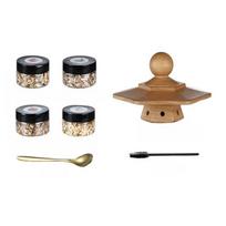 Cocktail Smoker Kit for Bourbon Whiskey Gifts for Men Drink Smoker Infuser Old Fashioned Smoker Kit with Wood Chips for Bar Tool 7 Wooden seat set-A