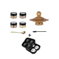 Cocktail Smoker Kit for Bourbon Whiskey Gifts for Men Drink Smoker Infuser Old Fashioned Smoker Kit with Wood Chips for Bar Tool 7 Wooden seat set-G