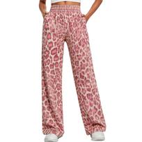 Women's Printed Straight Leg Sweatpants Casual Everyday Wear XXL raudona