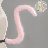 Realistiškas kačių uodegos rinkinys Lolita plaukų juosta Nauja kačių ausų galvos juosta Galvos apdangalas Tail-Pink white