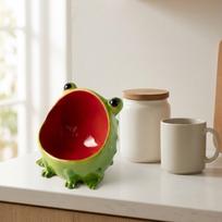 Resin Frog Candy Jar Stylish Sculpture for Bedroom Desk Office brown