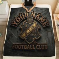 Custom Name AIK Solna Flannel Blanket, High quality Comfortable for All Seasons, Home Decor, Warmth and Comfort 150cmx200cm