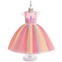 Unicorn Princess Tutu Dress for Ages 3-12 | Evening Mesh Skirt Costume 120 cm pink