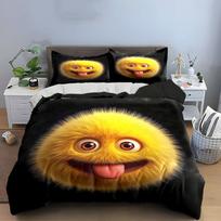 Fuzzy Emoji Set for Decor  Bedding Set with 1 Duvet Cover 2 Pillowcases Single Double King Queen, Gift EU Twin 135X200cm&set brown