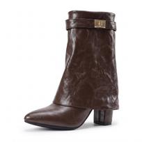 Fashion Hand Grab Short Boots Belt Buckle Pants Boots Thick High Heel Boots 40-47 Large Size Boots 38 ruda