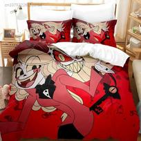 Fashion Cartoon Hazbin Hotel Bedding Set Duvet Cover Set With Pillowcase Twin Full Queen King Bedclothes Bed Linen Home Textiles AU Single(140x210cm)